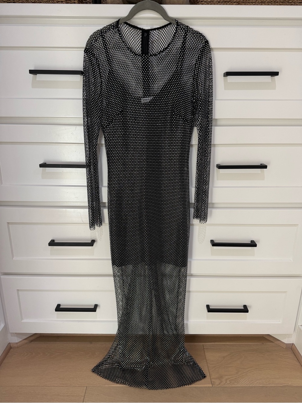 Gianni Bini Black Rhinestone Fishnet Mesh Dress